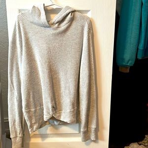 Old navy, grey knit sweater with hood, 10-12 girls